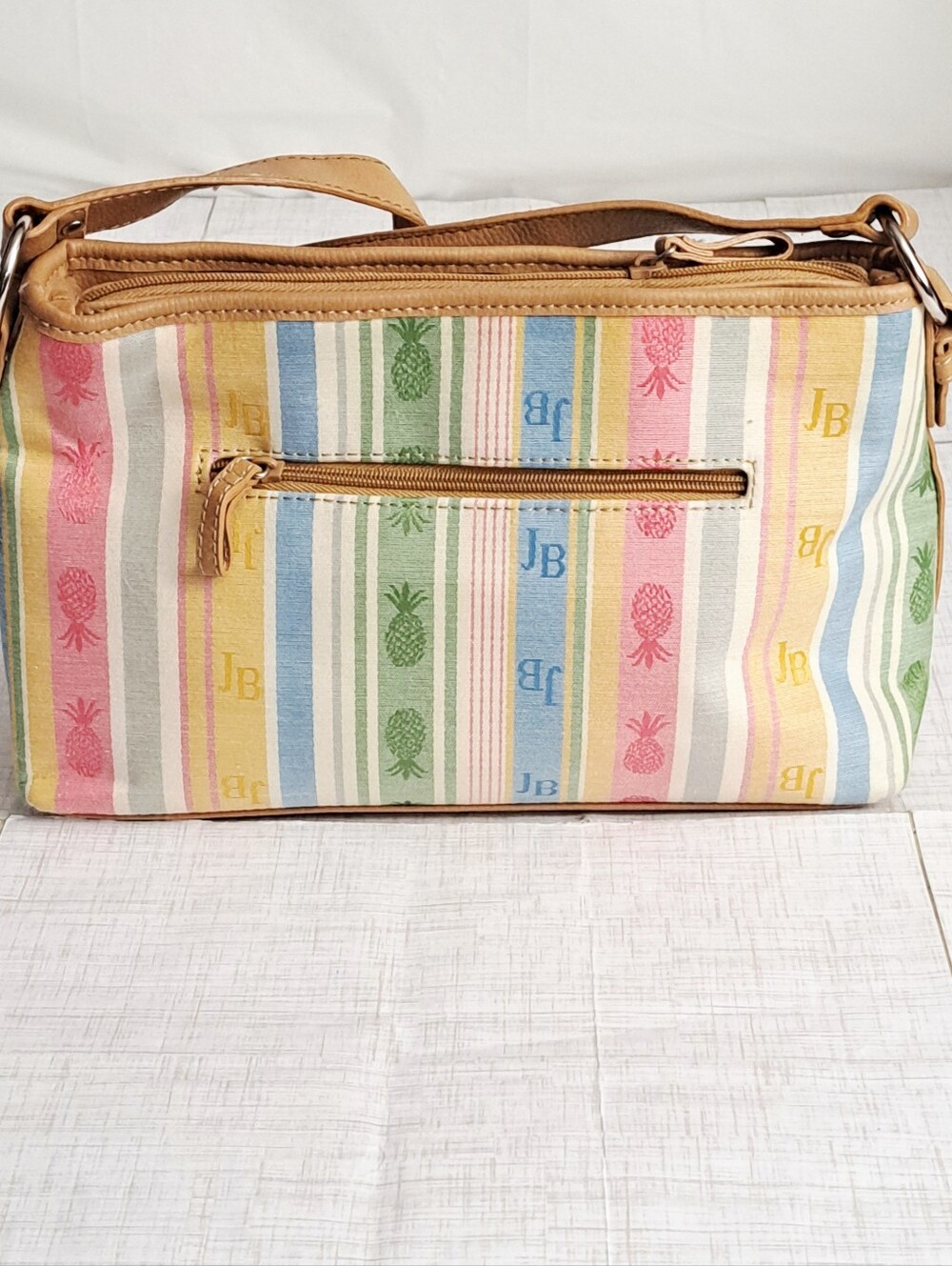 Jamaica Bay Pineapple Tropical Striped Handbag